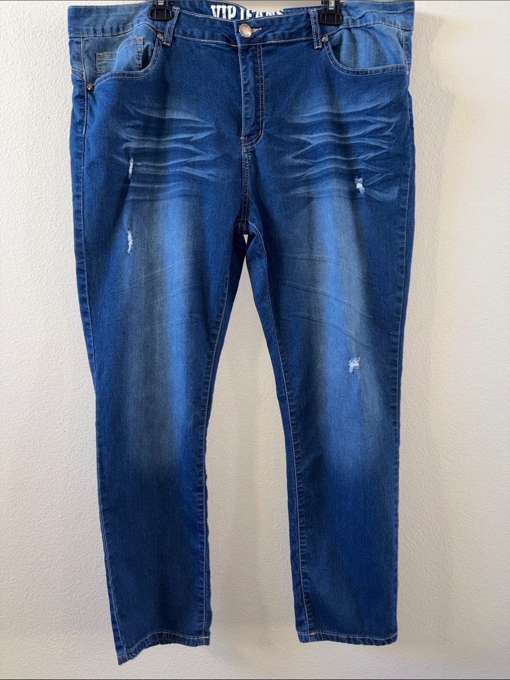 VIP Distressed Blue Denim Jeans